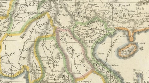 Elegant 18th Century Map of Southeast Asia, Siam, Sumatra & Java by Bonne, 1787, close-up 5
