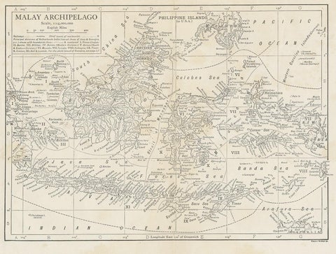 Antique Map of the Malay Archipelago by Walker, 1911, view 2