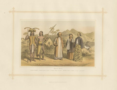 Antique Lithograph of the Malay Race, 1882, close-up 1