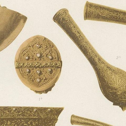 Twelve Prints of Ethnographic Items of Batavia Published by J.W. Teillers '1910', close-up 1