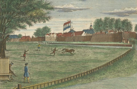 Batavia Castle and Parade Ground, Hand-Colored Engraving by J.W. Heydt, 1738, close-up 5