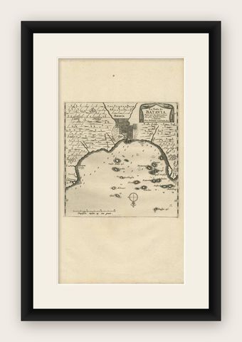 Antique Map of Batavia, Jakarta, Indonesia by P. Van Der Aa, 1719, shown framed