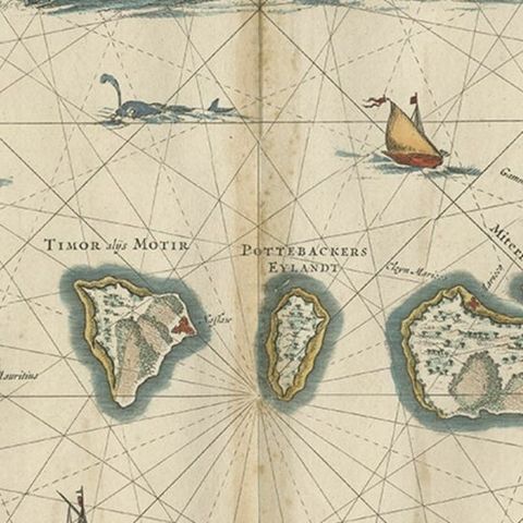 Beautiful Antique Map of the Moluccas or Spice Islands, Indonesia, ca.1650, close-up 3