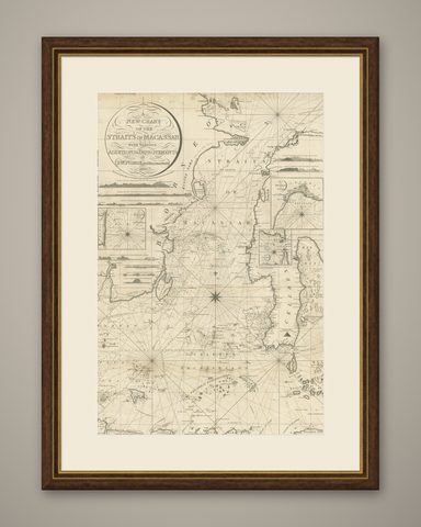Antique Map of Straits of Makassar by J.W. Norie, Engraved Chart, 1820, shown framed