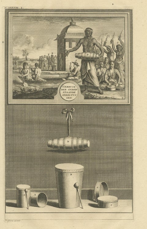 Antique Print of Various Drums by Valentijn '1726', view 2