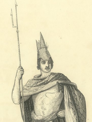 Native of the Island of Rotti, Antique Wahlen Costume Print, 1843-1844, close-up 1