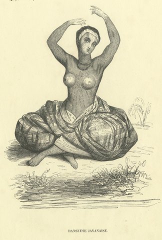 Javanese Dancer, Antique Wahlen Costume Print, 1843-1844
