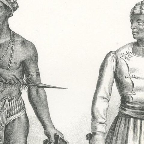 Antique Print of Inhabitants of Tondano 'Indonesia' by Honegger '1845', close-up 1