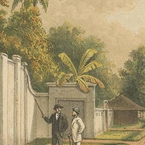 Antique Print of Chinese Graves in Batavia by M.T.H. Perelaer, 1888, close-up 2