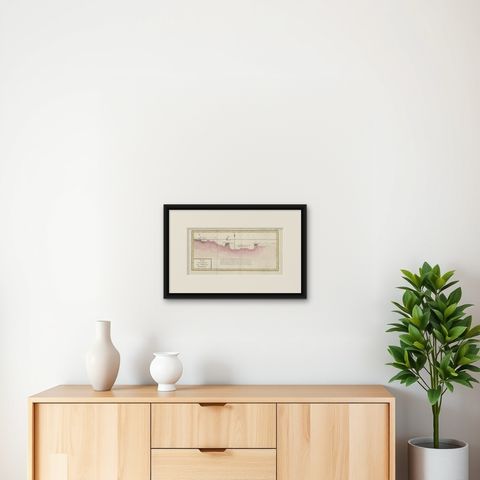 Antique Map of the Routes of Jean-françois de Galaup to Asia, 1787, shown framed on a wall, true to size