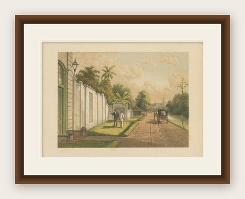 Antique Print of Chinese Graves in Batavia by M.T.H. Perelaer, 1888, shown framed
