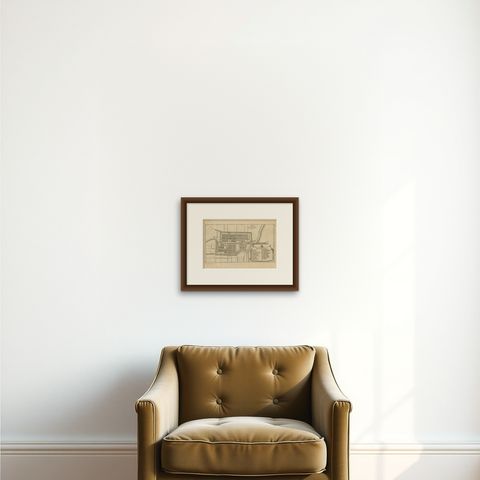 Antique Plan of Batavia in the Dutch East Indies or Indonesia, circa 1695, shown framed on a wall, true to size