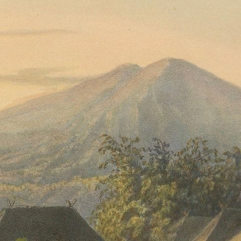 Vibrant Colonial Era Java Print: Festival near Mount Ardjoeno, ca. 1872, close-up 2