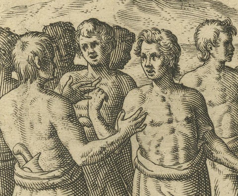 The Cockfight of Java: A 1601 de Bry Engraving of Cultural Pastimes, close-up 6