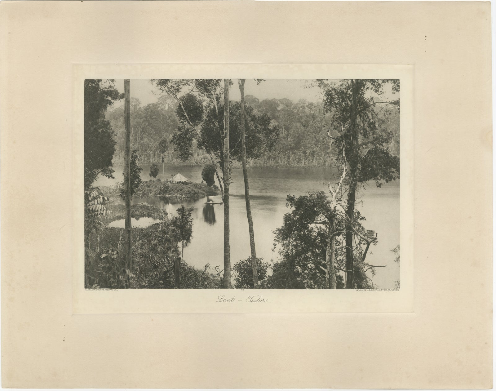Laut Tador Lake, Sumatra, Antique Kleingrothe Photogravure c.1900