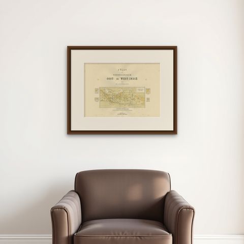 Antique Map of the East Indies by Dornseiffen, 1900, shown framed on a wall, true to size