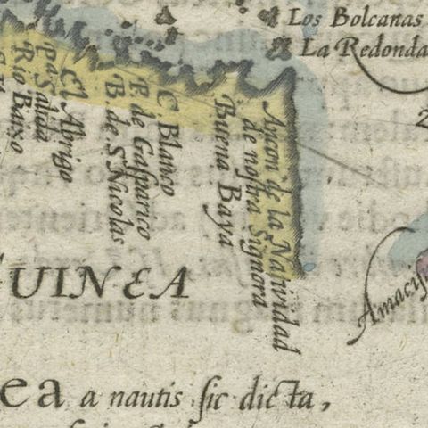Rare Original Miniature Map of Papua New Guinea and the Salomon Islands, 1600, close-up 2
