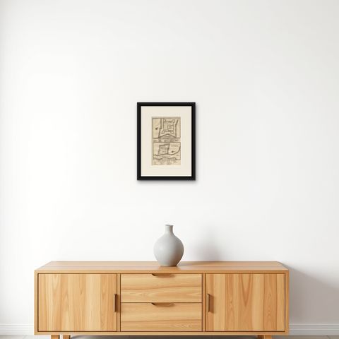 Antique Print of the Fortress on Cheribon or Cirebon, Java, Indonesia, 1726, shown framed on a wall, true to size