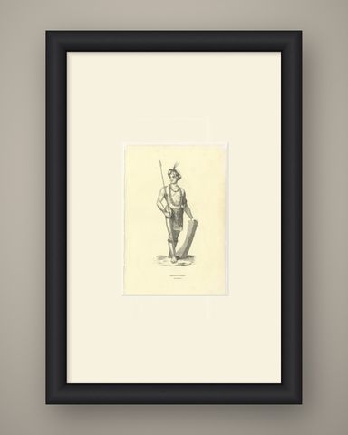 Harfur of Tondano, Antique Wahlen Costume Print, 1843-1844, shown framed