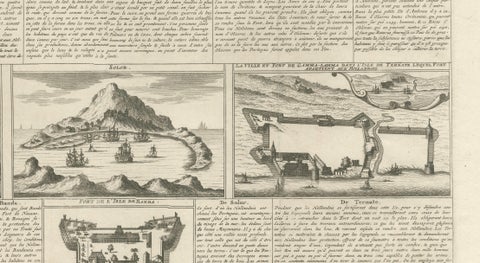 Antique Dutch East Indies Forts Engraving, VOC Batavia, Ambon & Banda, c.1719, close-up 3