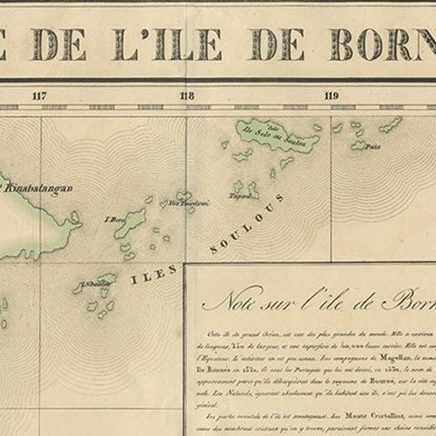 Antique Map of Part of Borneo 'Kalimantan' Indonesia by Vandermaelen, C.1825, close-up 1