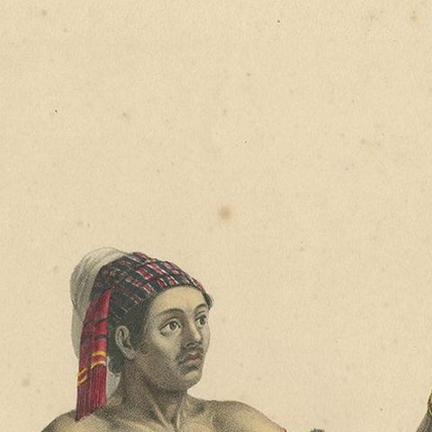 Antique Print with a Native of Sawu 'Indonesia' by Temminck, circa 1840, close-up 1
