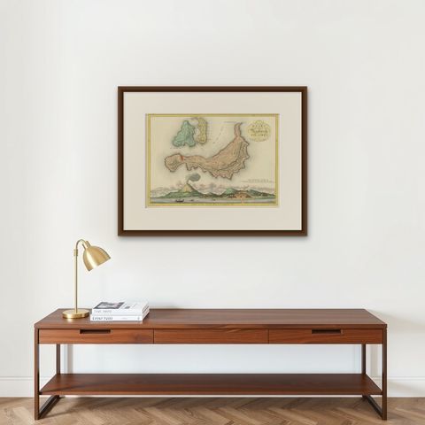 Colonial Cartography: The Banda Islands, the Epicenter of the Spice Trade, 1818, shown framed on a wall, true to size