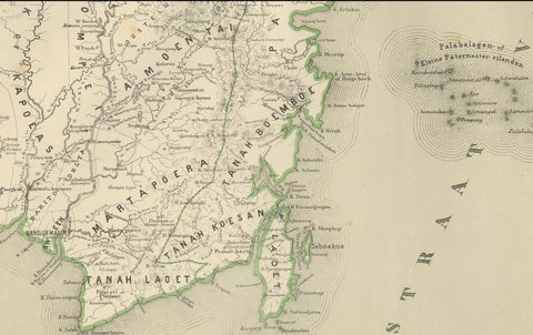Antique Map Set of Western & Southern Borneo, Dutch East Indies Era, 1884, close-up 6