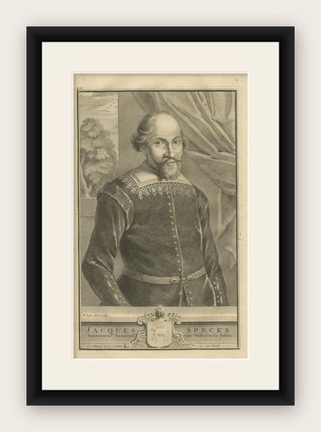 Antique Portrait of Jacques Specx by Valentijn '1726', shown framed