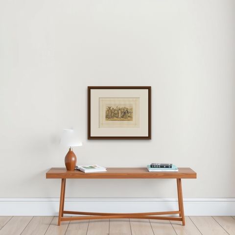Antique Lithograph of the Malay Race, 1882, shown framed on a wall, true to size
