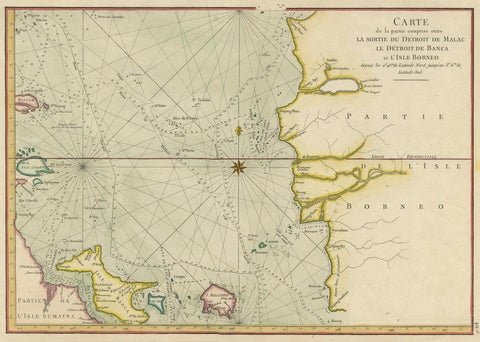 Antique Map of the Malacca and Bangka Strait by De Mannevillette '1775', view 2