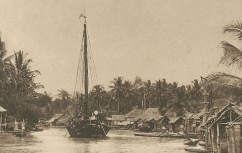 Belawan Railway Station & Soengei Deli River, Sumatra, Antique Photo, c.1910, close-up 5
