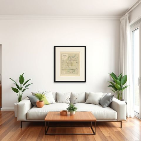Antique Colonial Map of Celebes Sulawesi & Lesser Sunda Islands, 1884, shown framed in a room, true to size