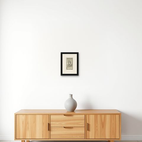 Jesuit Missionary in the Indies, Antique French Engraving by Portier, c.1790, shown framed on a wall, true to size