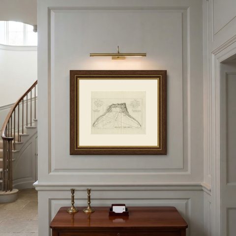 Antique Map of a Bay Nearby Makassar, Celebes 'Sulawesi)' by Hawkesworth, 1774, shown framed on a wall, true to size
