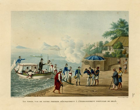 Print of the French Disembark at the Portugese Settlement of Dille, Timor, 1825, view 2