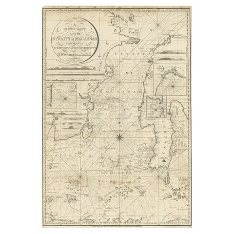 Antique Map of Straits of Makassar by J.W. Norie, Engraved Chart, 1820