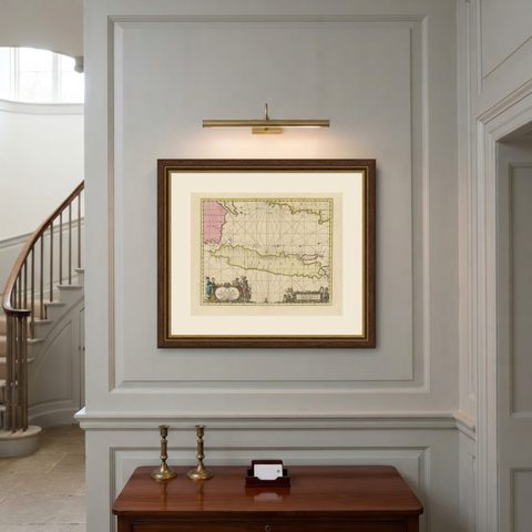 Antique Map of Java, Sumatra & Borneo, Dutch East Indies Sea Chart c.1700, shown framed on a wall, true to size