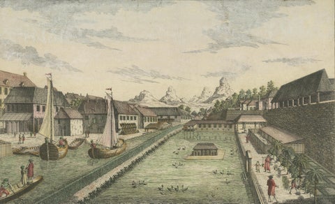Batavia Bastion Perl, Antique Optical Print of Indonesia, c.1770, close-up 1