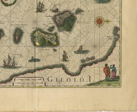 Antique Map of the Spice Islands 'Moluccas', Indonesia by W. Blaeu, circa 1640, view 5