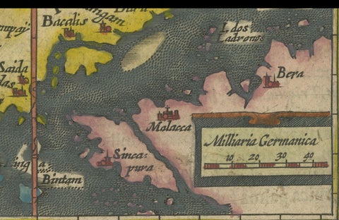 1616 Bertius Map of Sumatra, Singapore and the Straits of Malacca, close-up 4