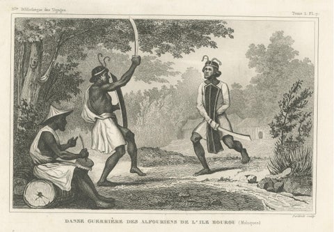Antique Print of Dancing Warriors on Buru Island, Maluku, view 3