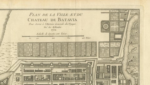 Antique Map of Batavia Jakarta Indonesia, Dutch East Indies, c.1750, close-up 2
