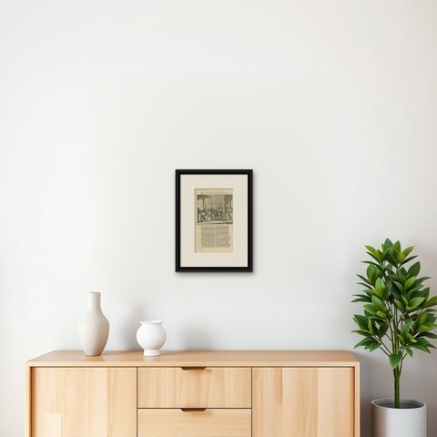Antique Print of Captured Dutch Colonists in Asia by Valentijn, 1726, shown framed on a wall, true to size