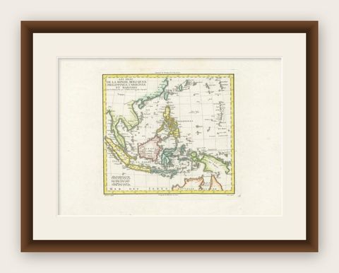 Antique Map of Dutch East Indies (Indonesia) by C.F. Delamarche, Circa 1806, shown framed