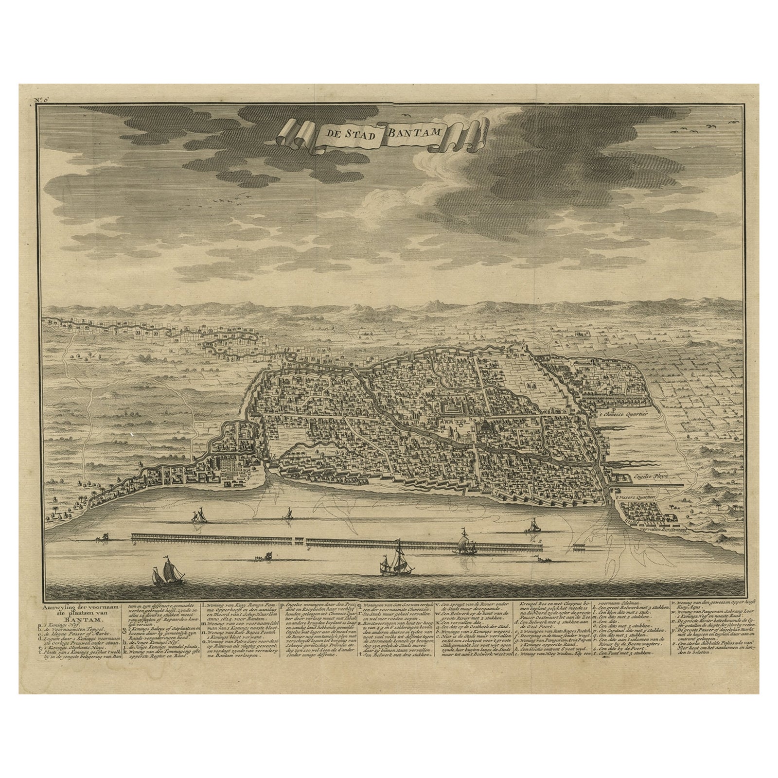 Decorative View of the Indonesian Town of Bantam 'Banten', Java, 1726