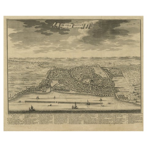 Decorative View of the Indonesian Town of Bantam 'Banten', Java, 1726