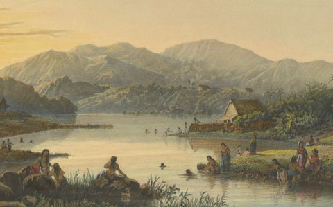 The Bathing Place of Wendit, East Java, Tranquil Java Lithograph, c.1872, close-up 1