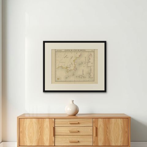 Antique Map of Part of Borneo 'Kalimantan' Indonesia, by Vandermaelen, C.1825, shown framed on a wall, true to size