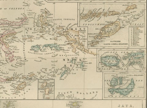 Netherlands East Indies Map with Java Inset, Nieuwe Hand-Atlas, 1876, close-up 1